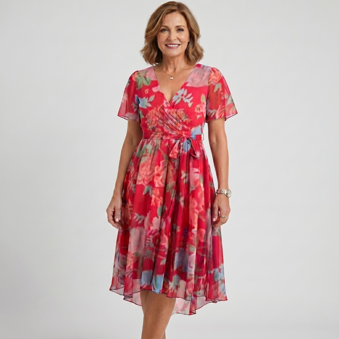 Jara | Elegant Colourful V-Neck Dress