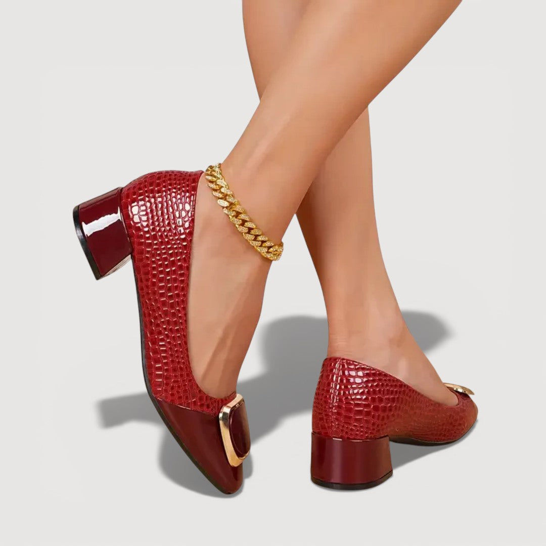 LIVANI – CROCO BLOCK HEELS