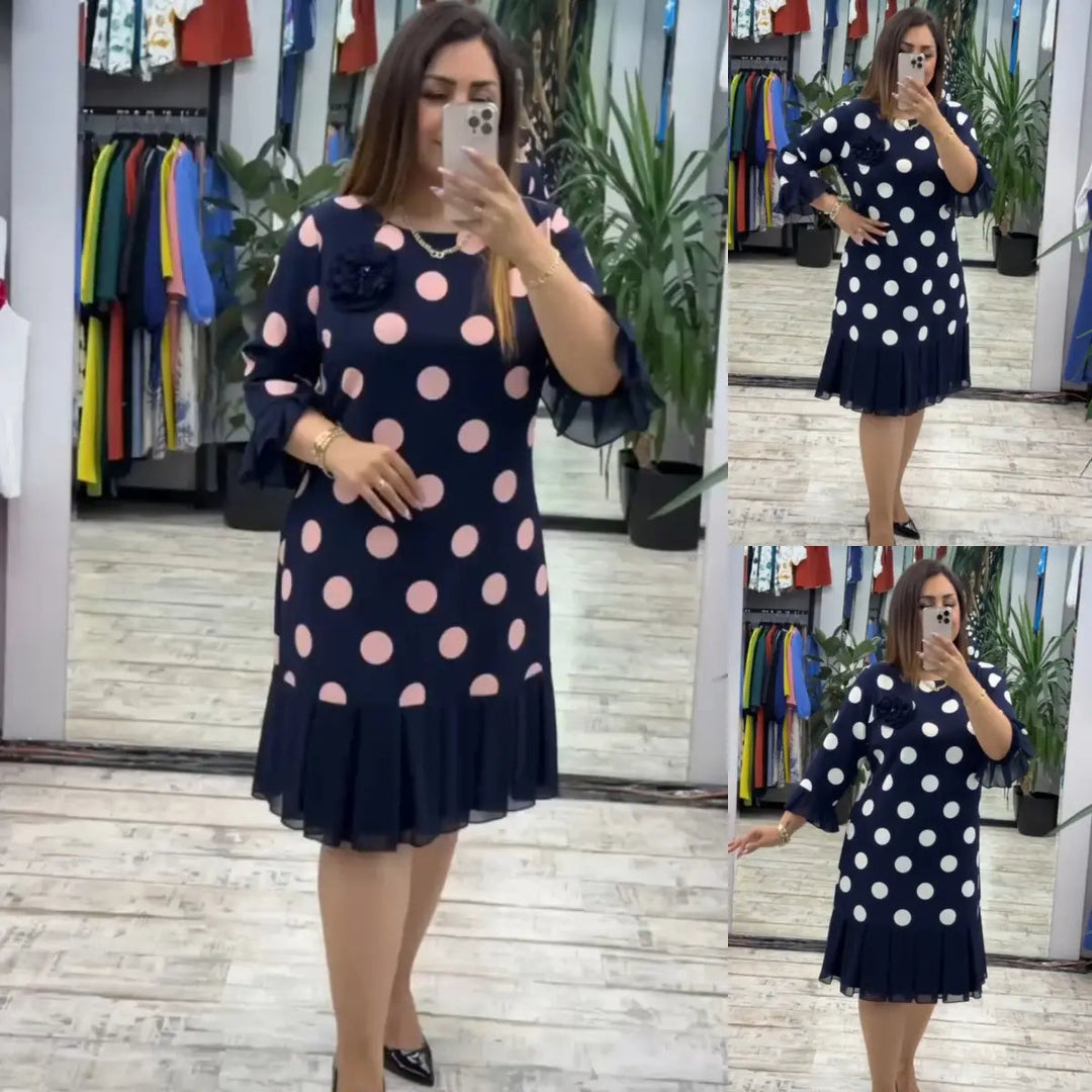 VICTORI | PLEATED POLKA DOT DRESS