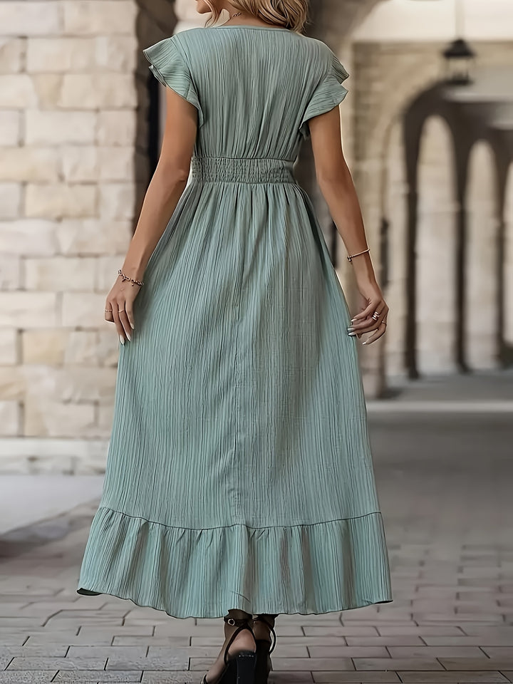 Aurelia | Elegant Ruffle Sleeve Wrap Maxi Dress