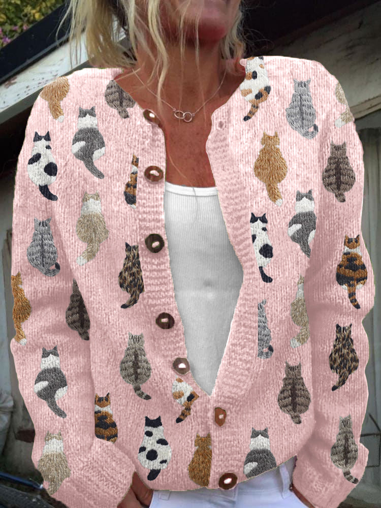 Colette | Artistic Cat Print Cardigan