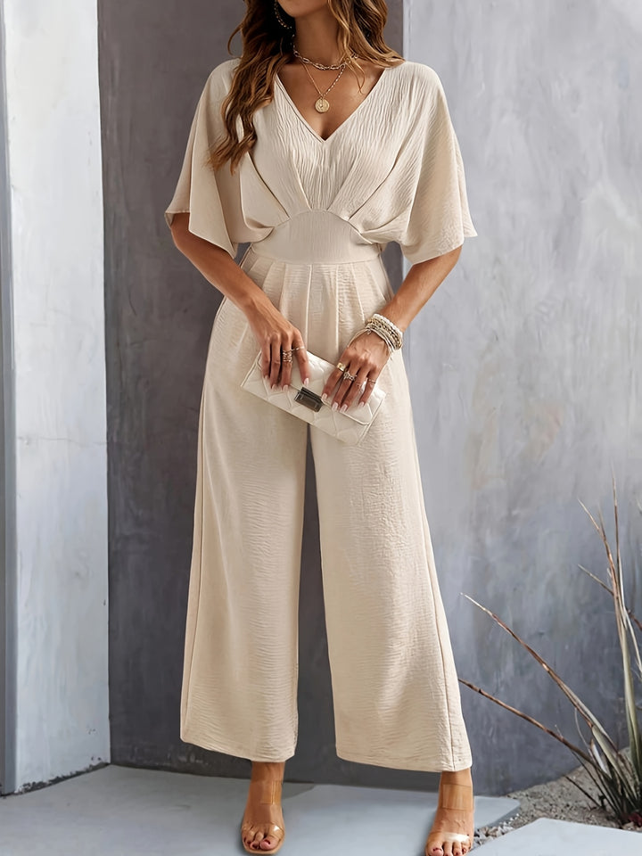 Amelie | Elegant Wide-Leg V-Neck Jumpsuit