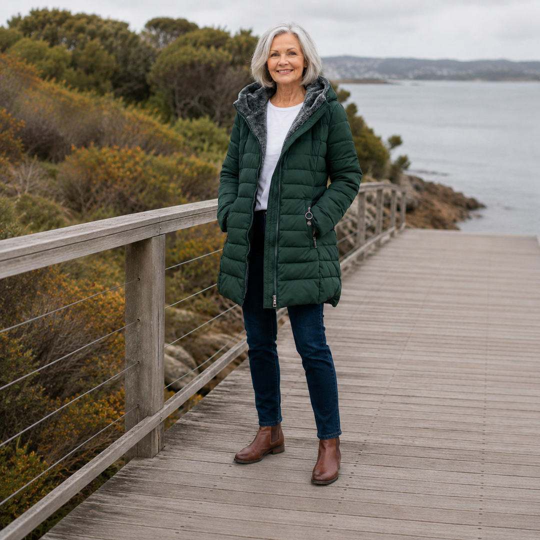 Clara | Quilted A-Line Winter Coat with Faux Fur Lining