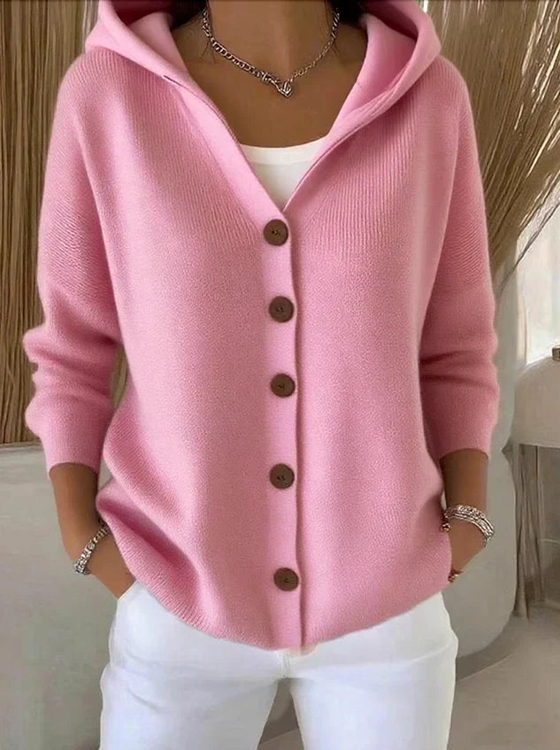 Daphne | Cotton Hooded Knit Cardigan