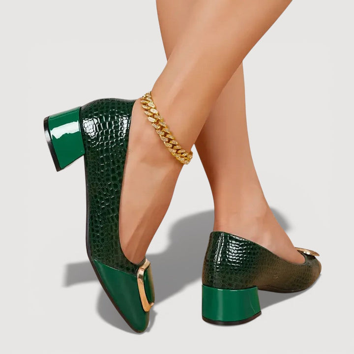 LIVANI – CROCO BLOCK HEELS