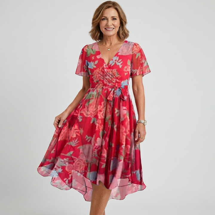 Jara | Elegant Colourful V-Neck Dress