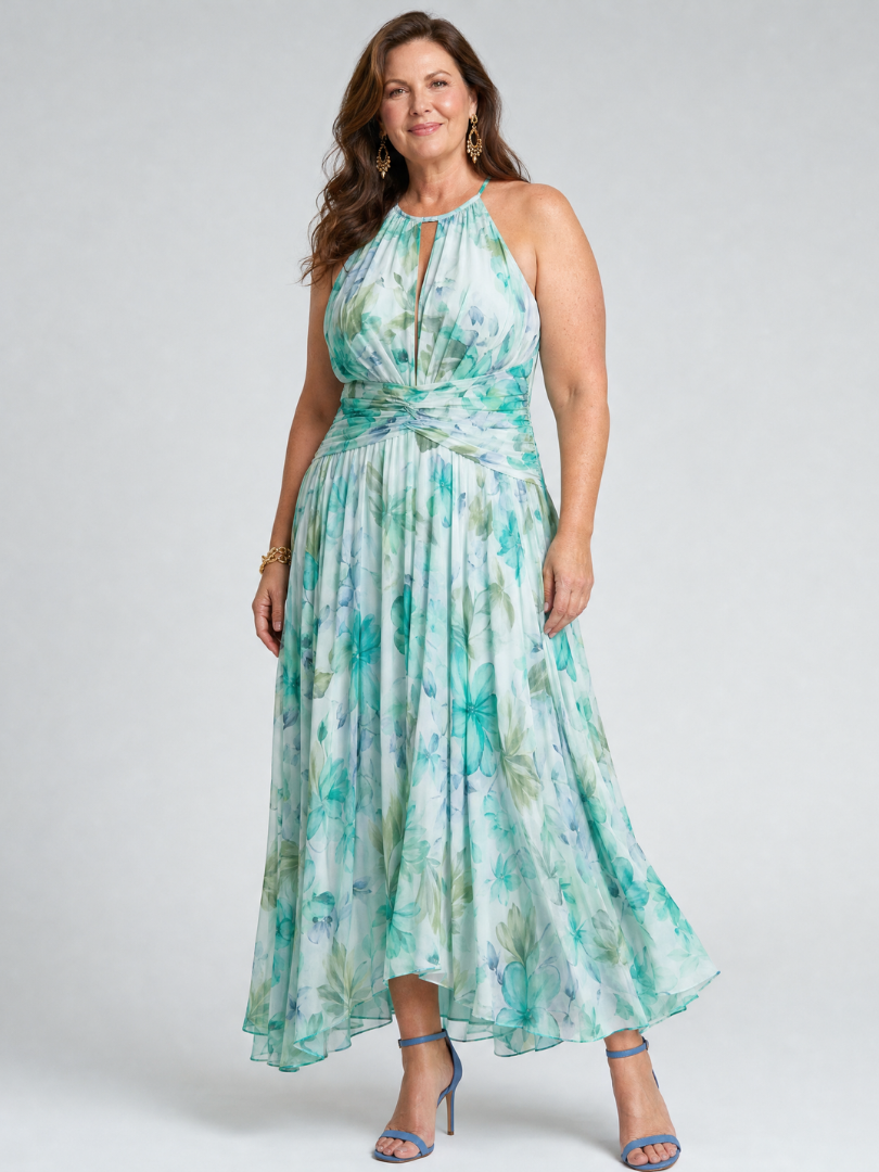 Celeste | Pleated Floral Midi Dress
