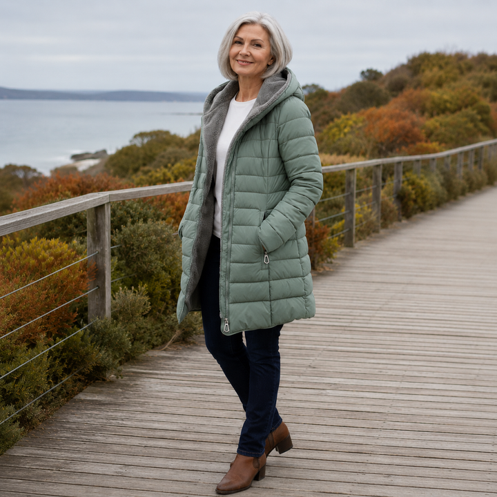 Clara | Quilted A-Line Winter Coat with Faux Fur Lining