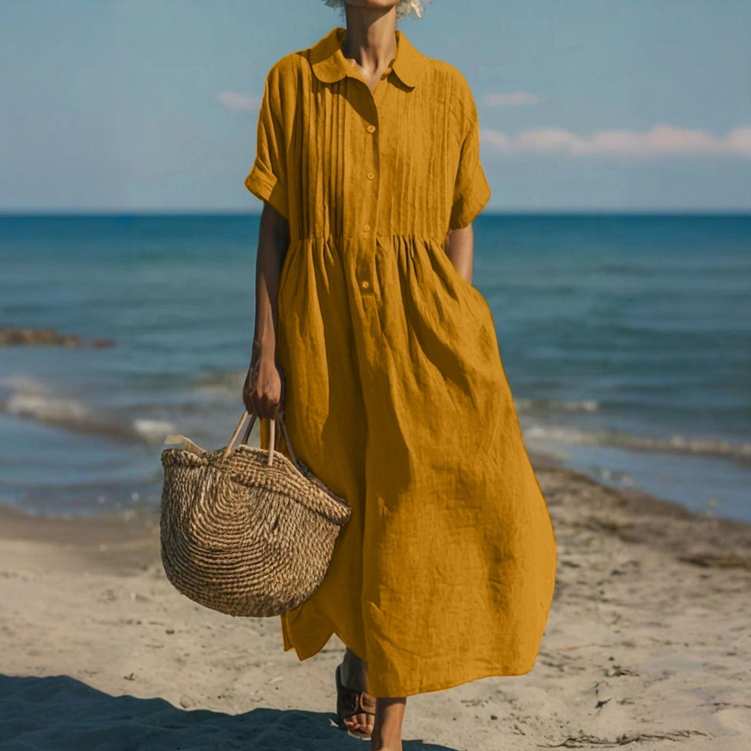 Vivienne | Relaxed Button Front Midi Dress