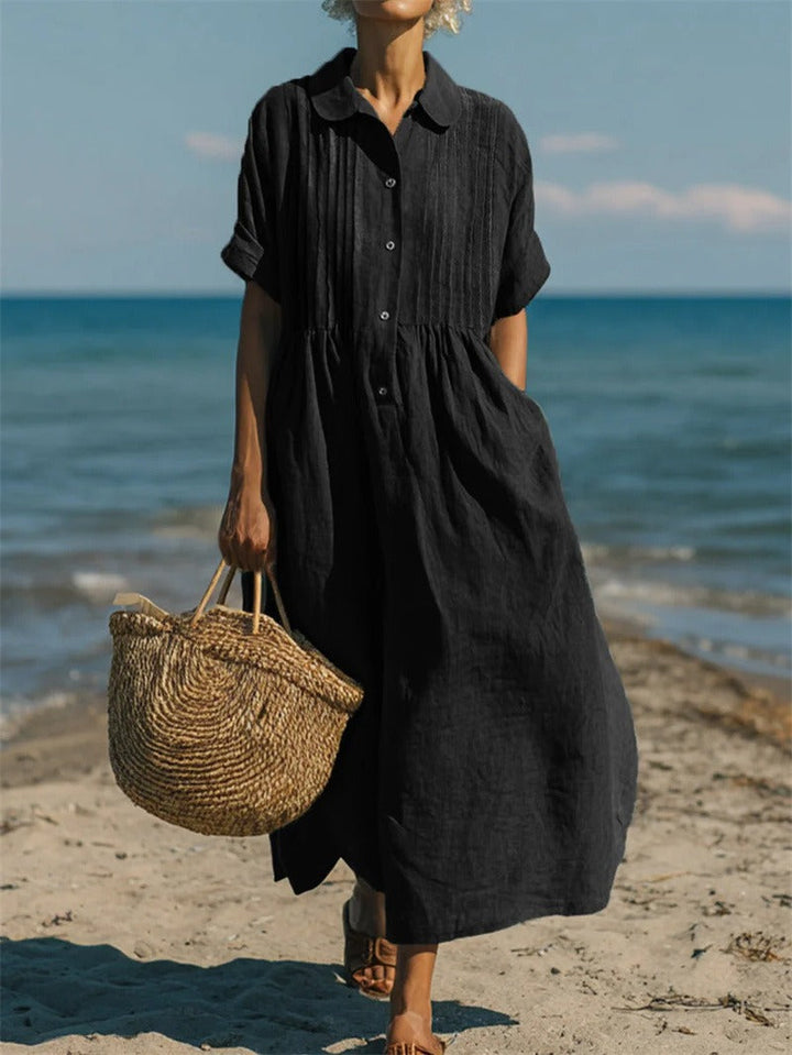 Vivienne | Relaxed Button Front Midi Dress