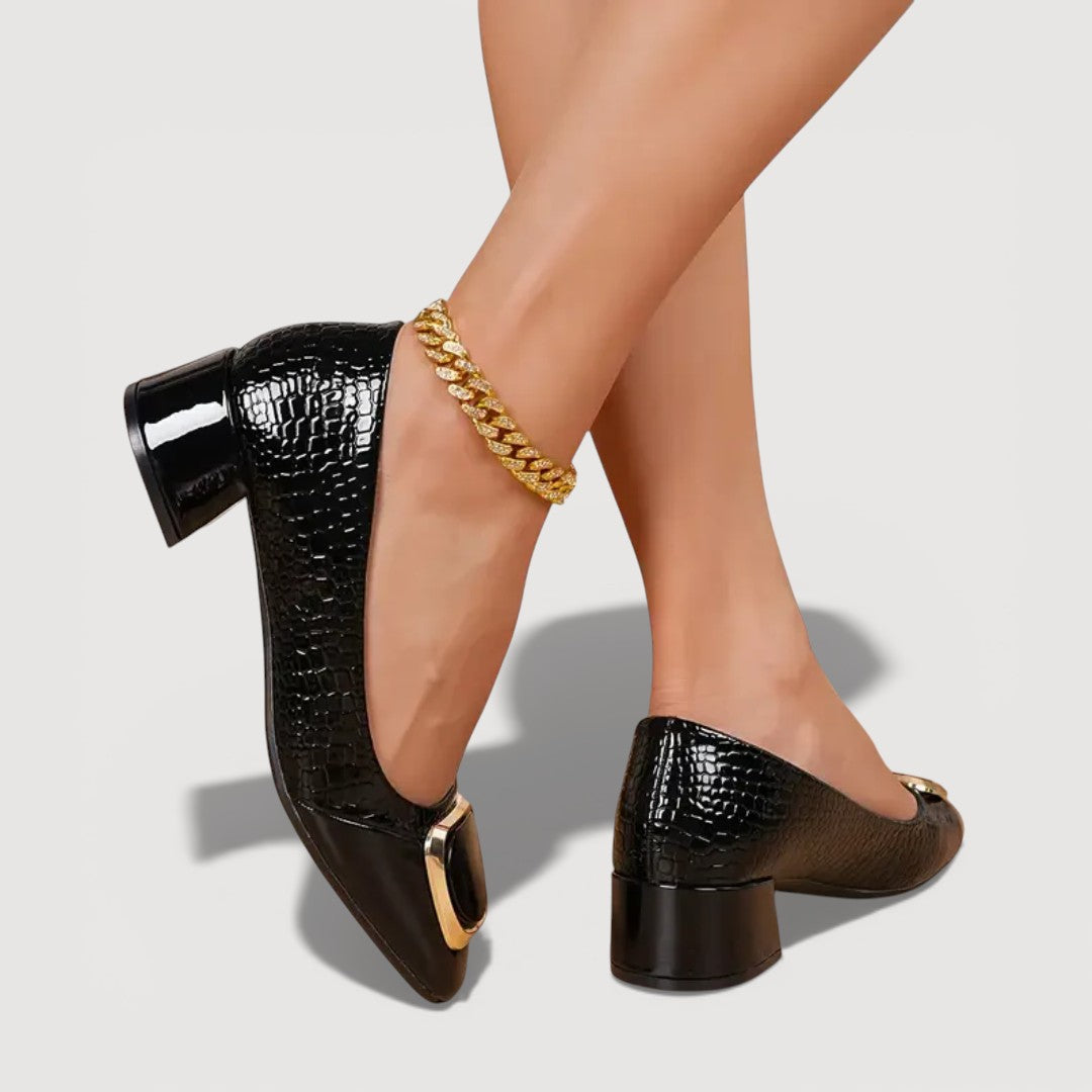 LIVANI – CROCO BLOCK HEELS