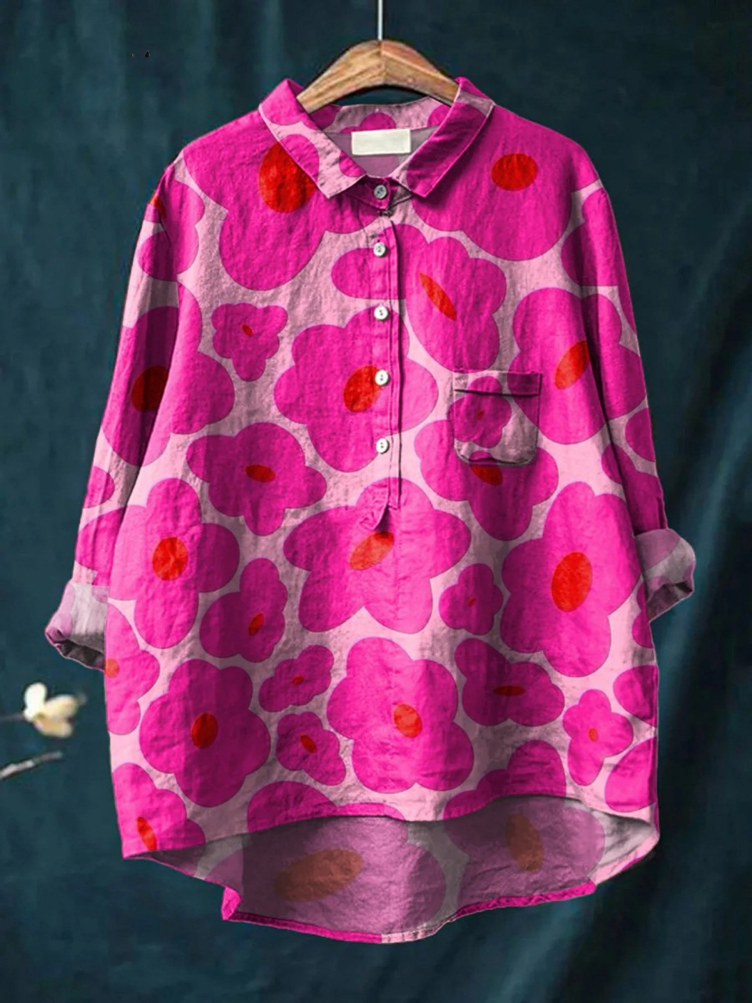 Amaya | Vibrant Pink Floral Pattern Printed Women Shirt