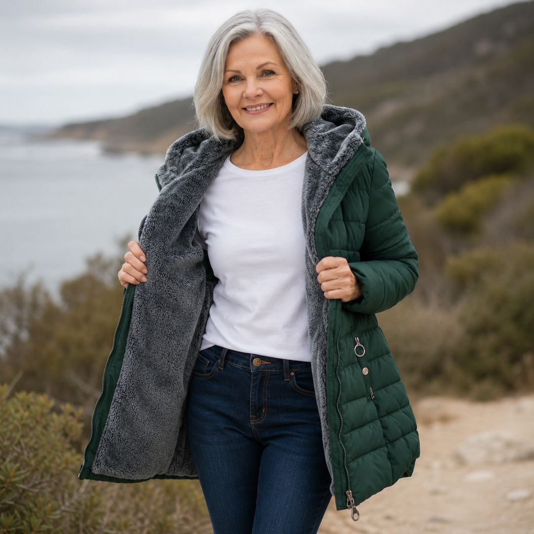 Clara | Quilted A-Line Winter Coat with Faux Fur Lining