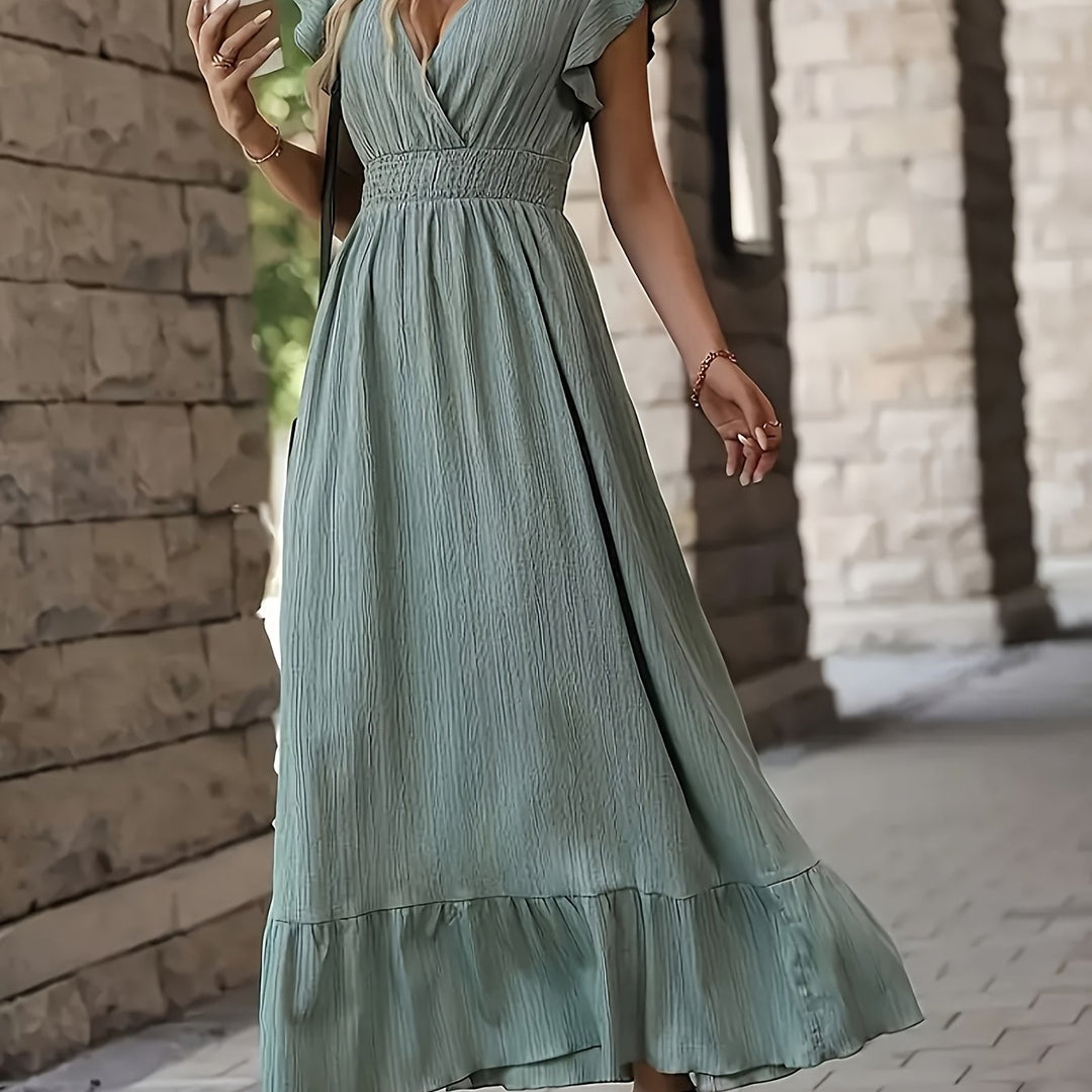 Aurelia | Elegant Ruffle Sleeve Wrap Maxi Dress