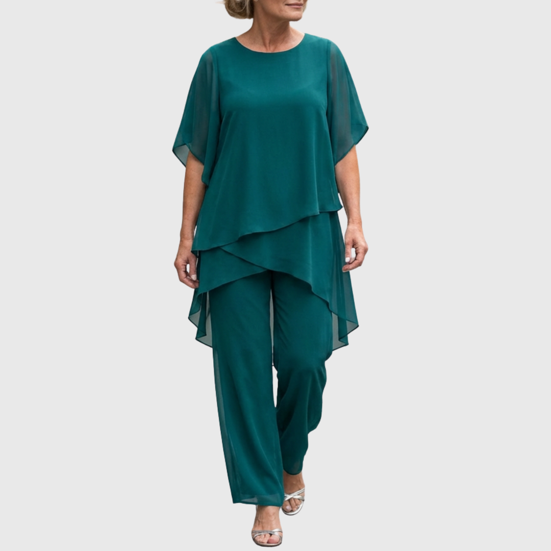 Linda | Elegant Two-Piece Suit with Flowy Trousers