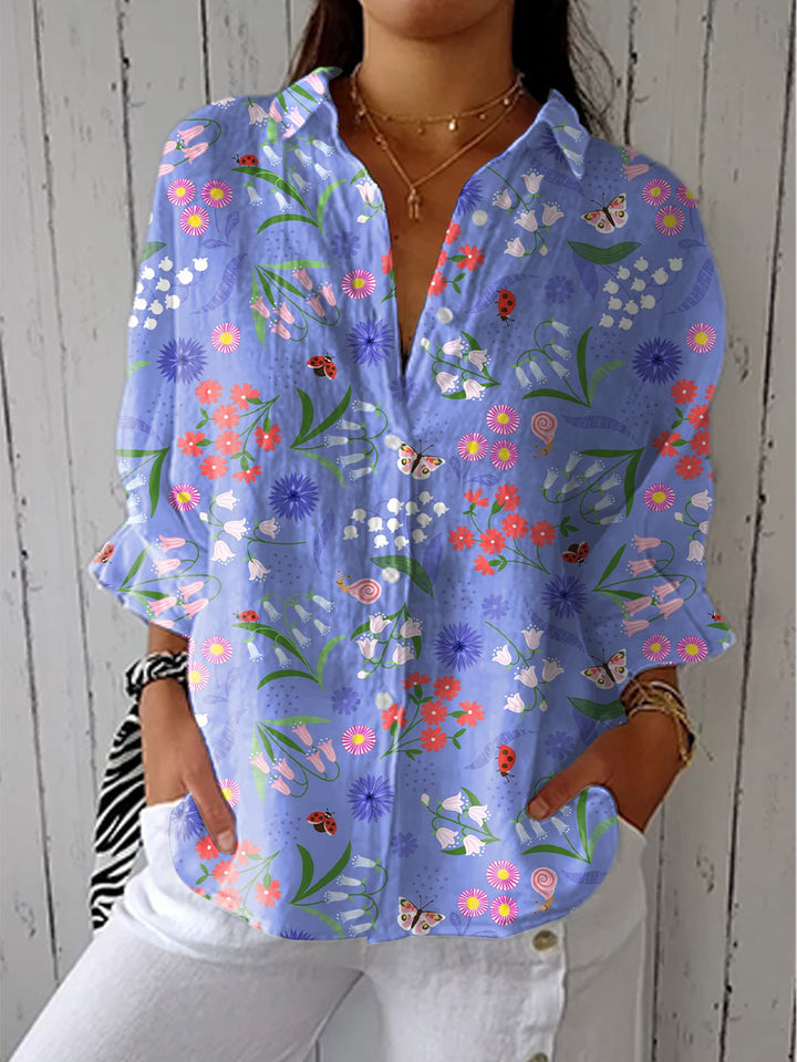 Rosalie | Floral Meadow V-Neck Blouse