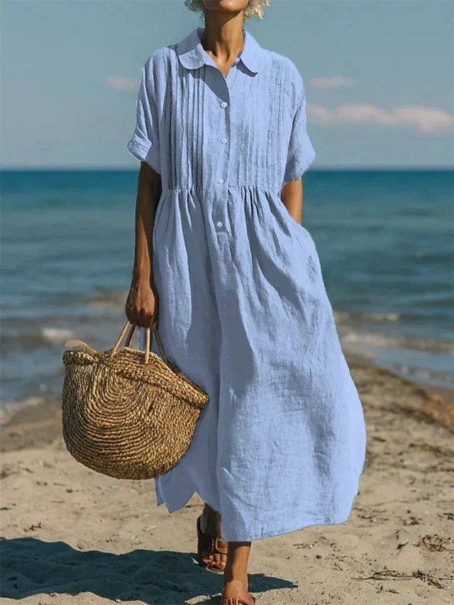 Vivienne | Relaxed Button Front Midi Dress