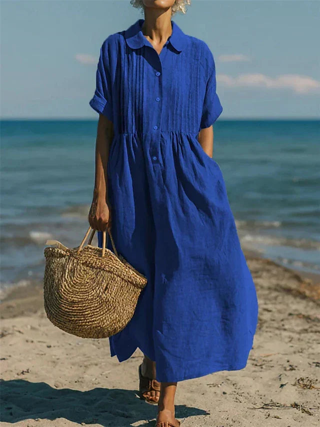 Vivienne | Relaxed Button Front Midi Dress