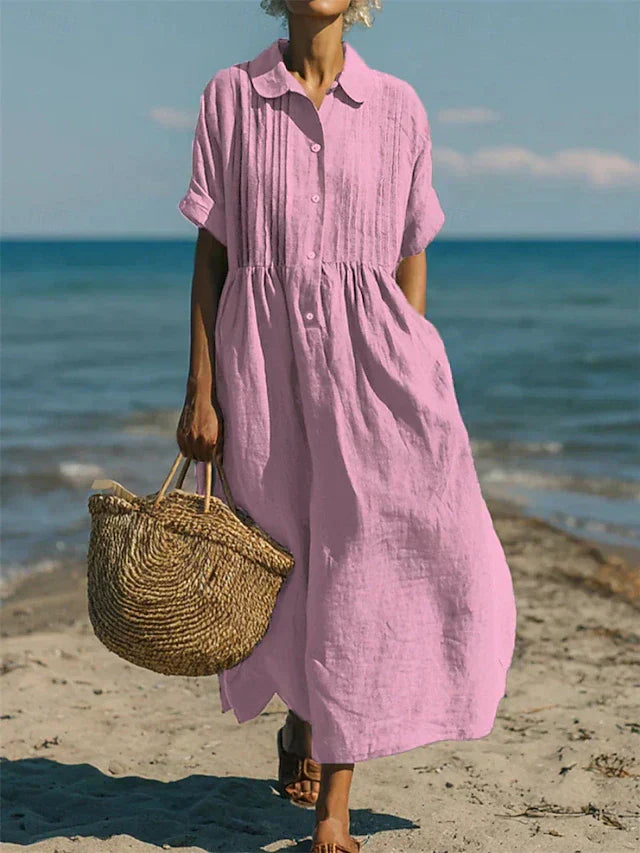Vivienne | Relaxed Button Front Midi Dress