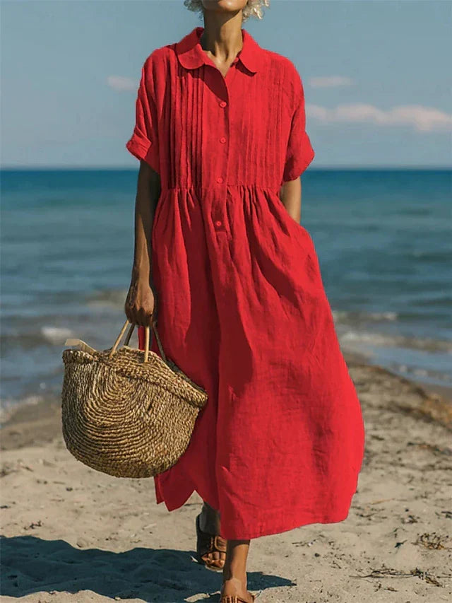 Vivienne | Relaxed Button Front Midi Dress