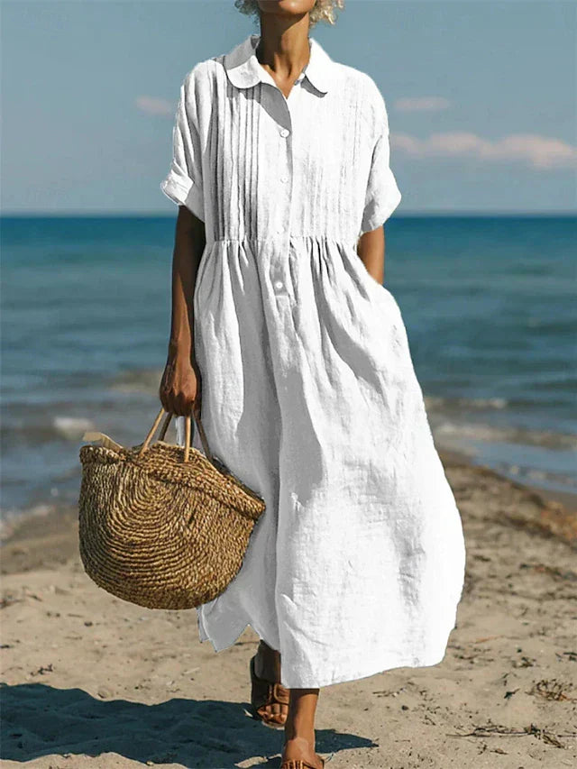 Vivienne | Relaxed Button Front Midi Dress