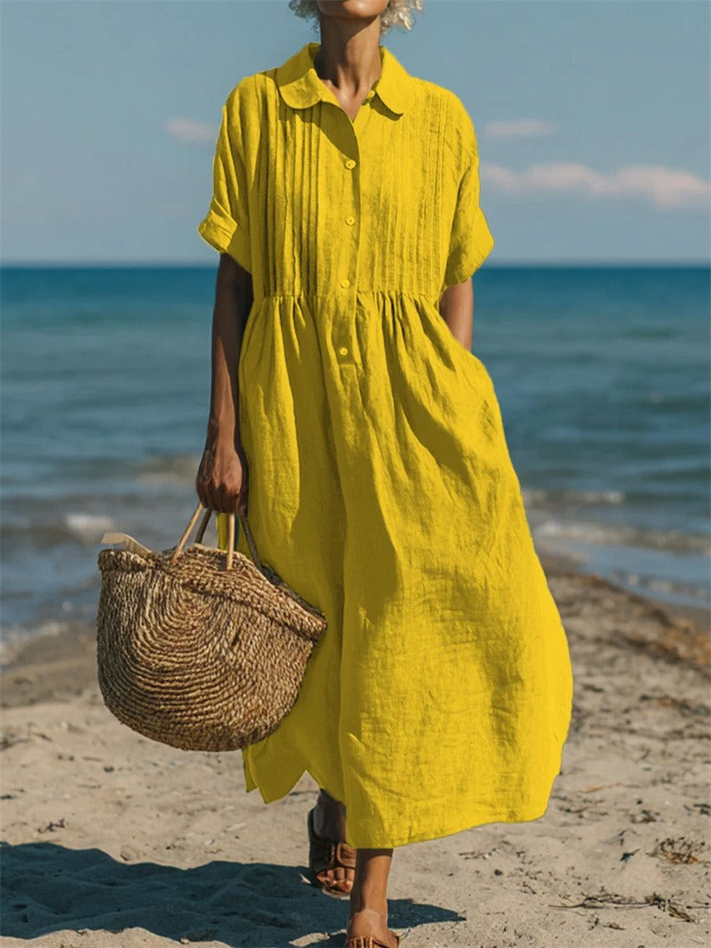 Vivienne | Relaxed Button Front Midi Dress