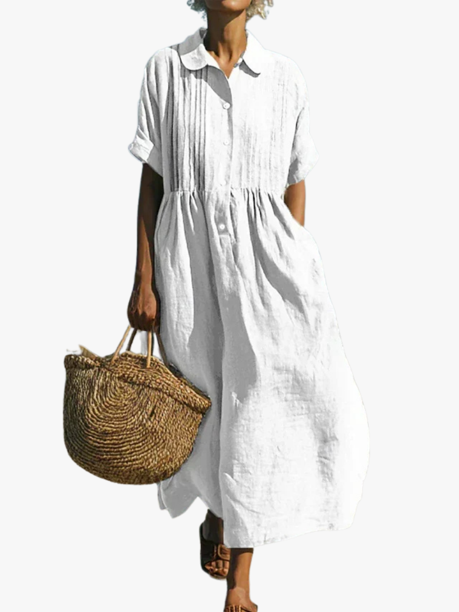 Vivienne | Relaxed Button Front Midi Dress