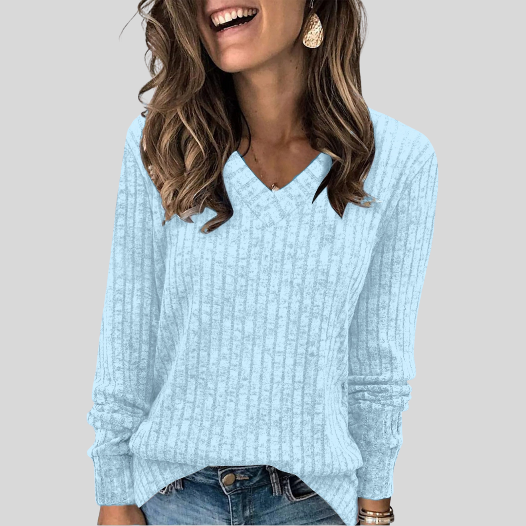Sylvie | Relaxed V-Neck Long Sleeve Top