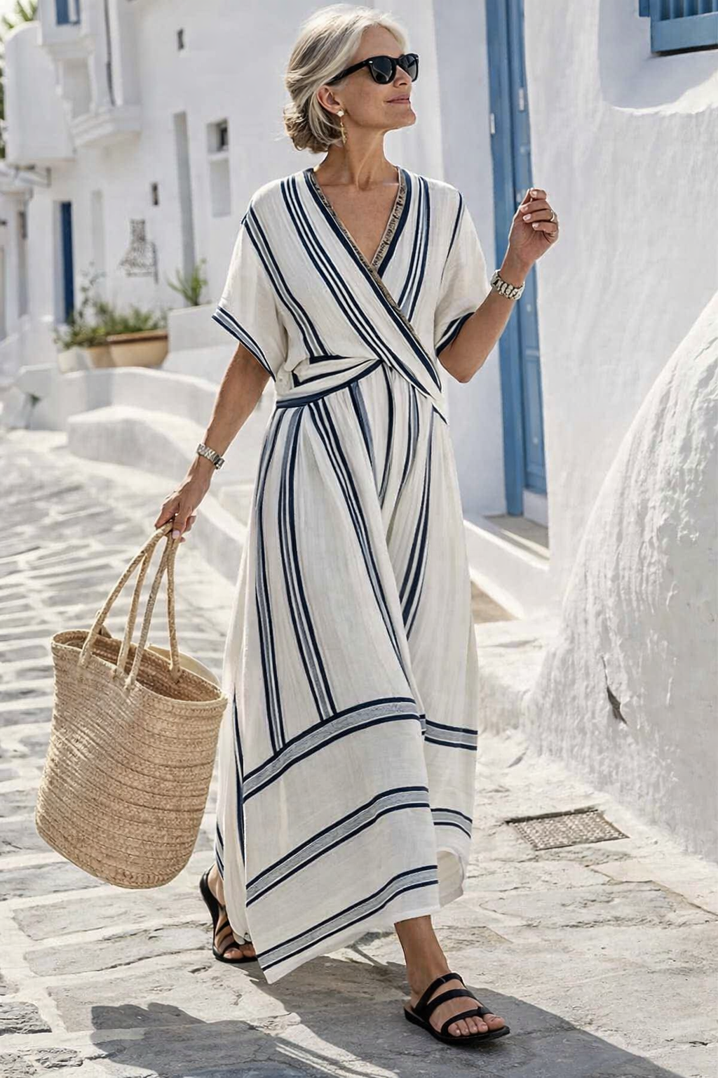 Santorini | Elegant Striped Summer Dress