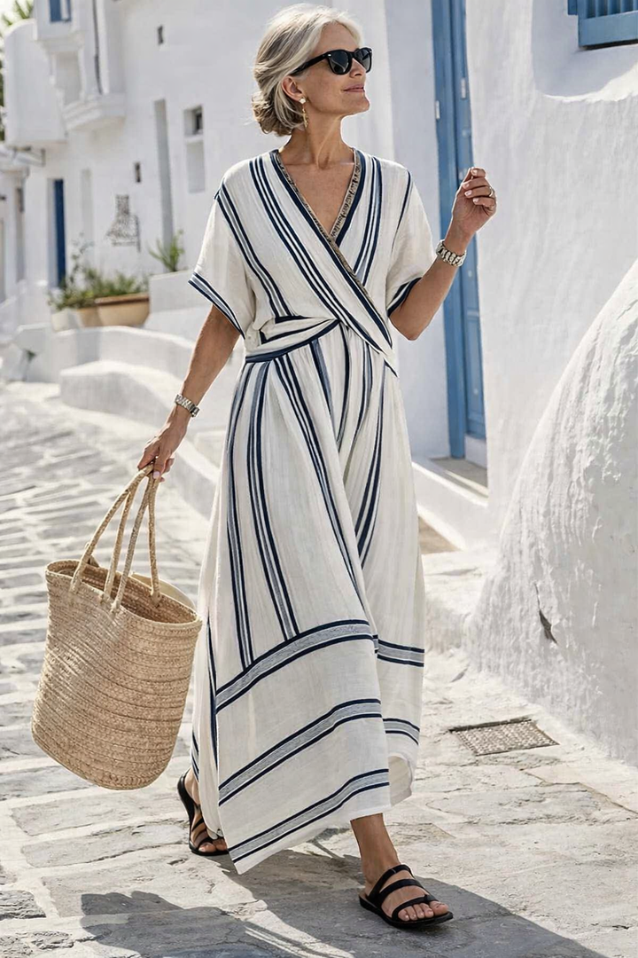 Santorini | Elegant Striped Summer Dress