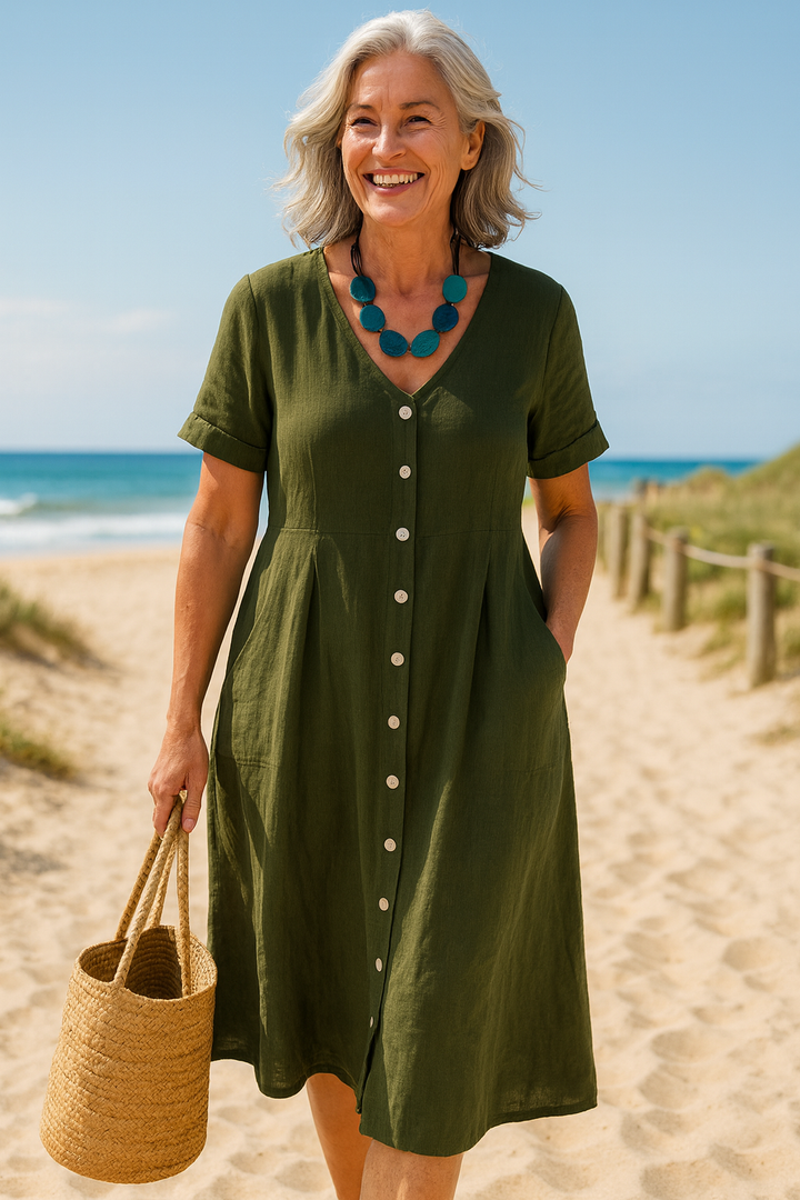 Anna | Elegant Cotton Linen Dress