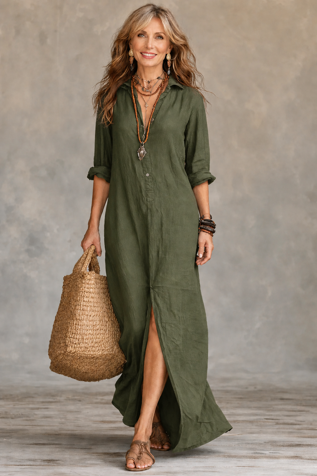 Soline | Relaxed V-Neck Maxi Dress