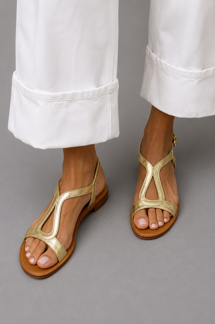 Seraphina | Elegant Metallic Flat Sandals