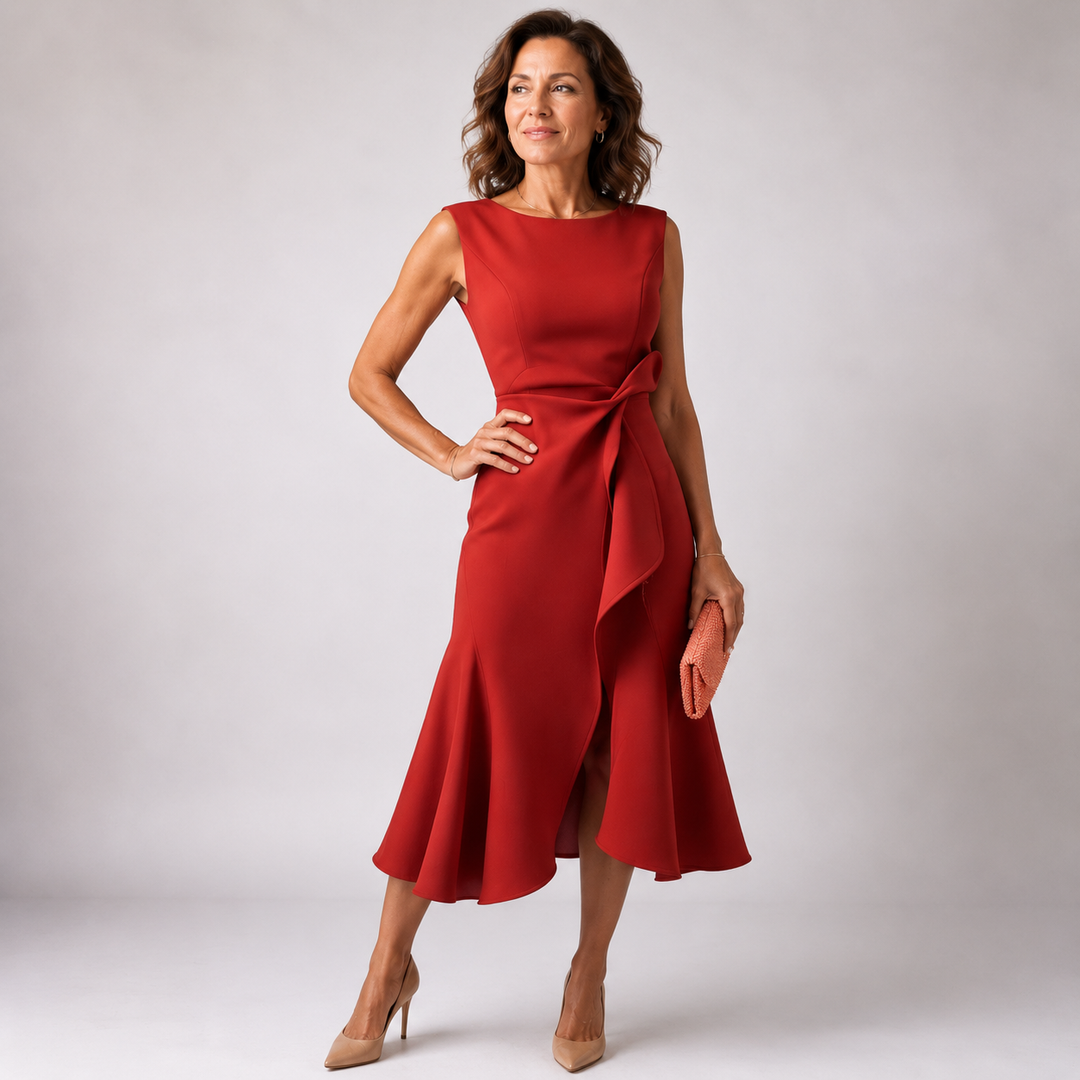 Darlene | Elegant Draped Midi Dress