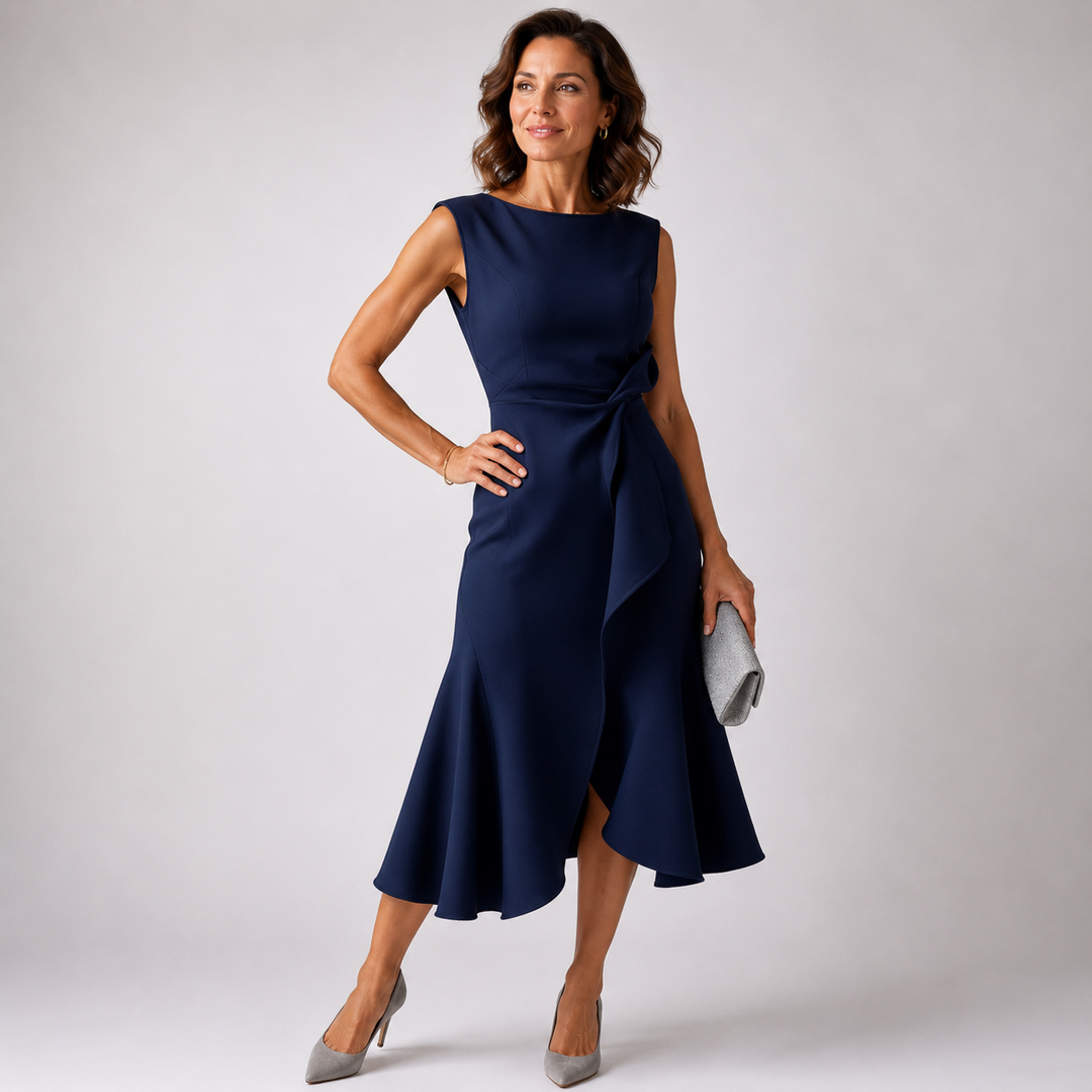 Darlene | Elegant Draped Midi Dress
