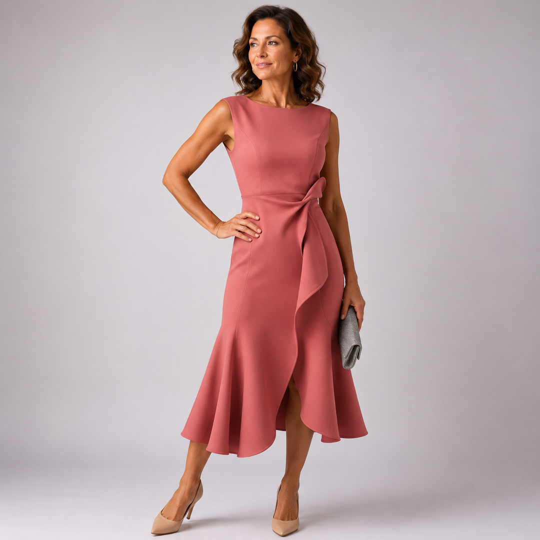 Darlene | Elegant Draped Midi Dress