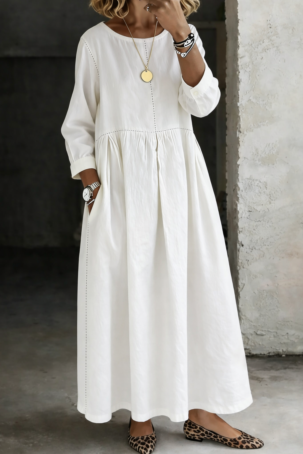 Elowen | Long Sleeve Denim Midi Dress