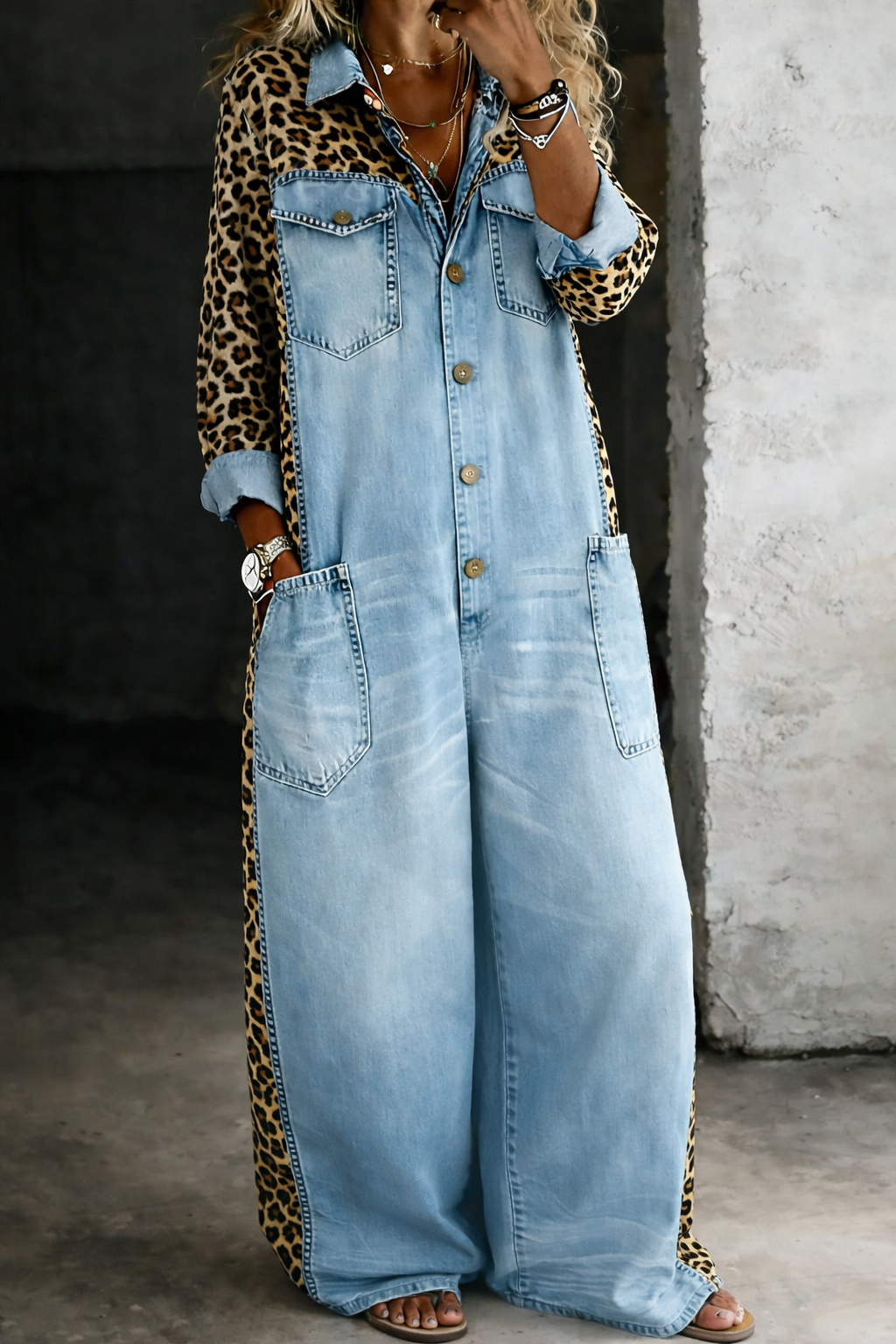 Amanda | Elegant Denim Shirt Jumpsuit