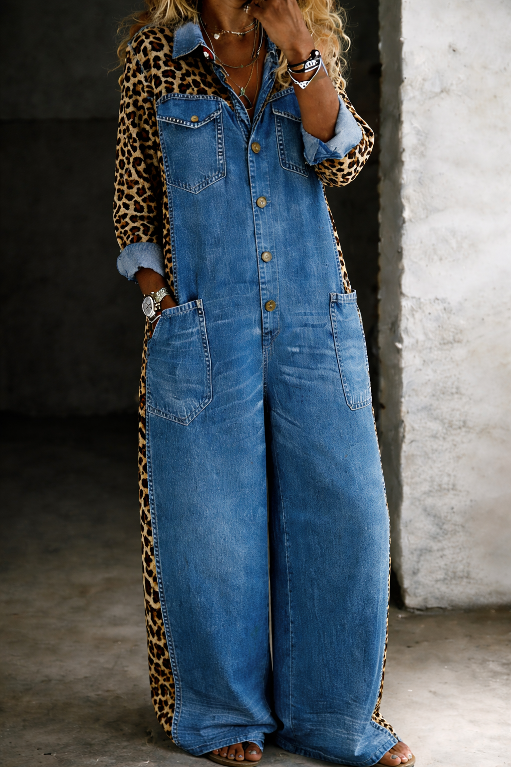 Amanda | Elegant Denim Shirt Jumpsuit