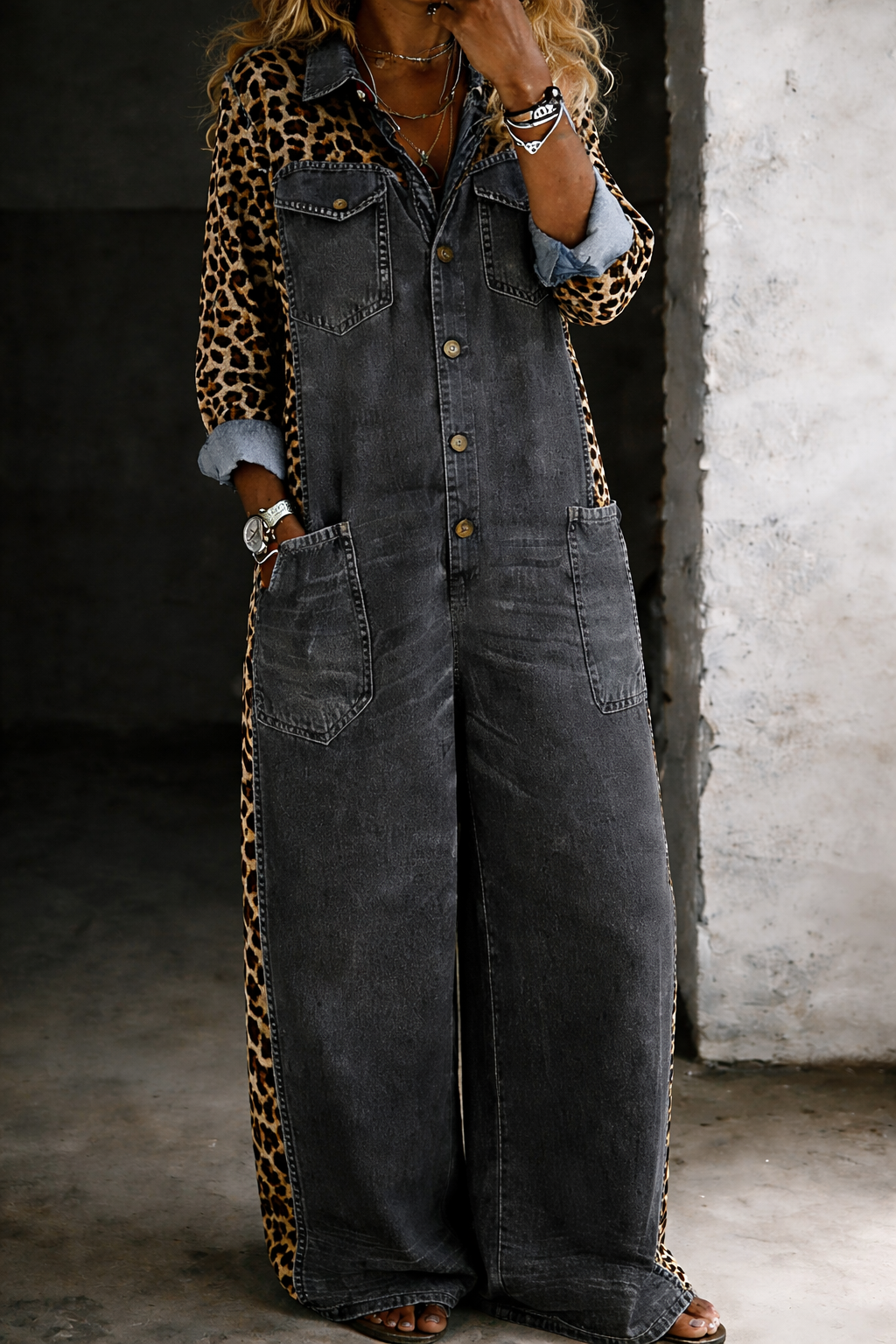 Amanda | Elegant Denim Shirt Jumpsuit