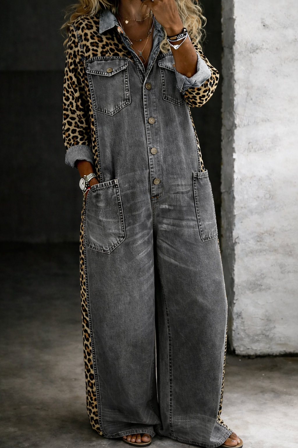 Amanda | Elegant Denim Shirt Jumpsuit