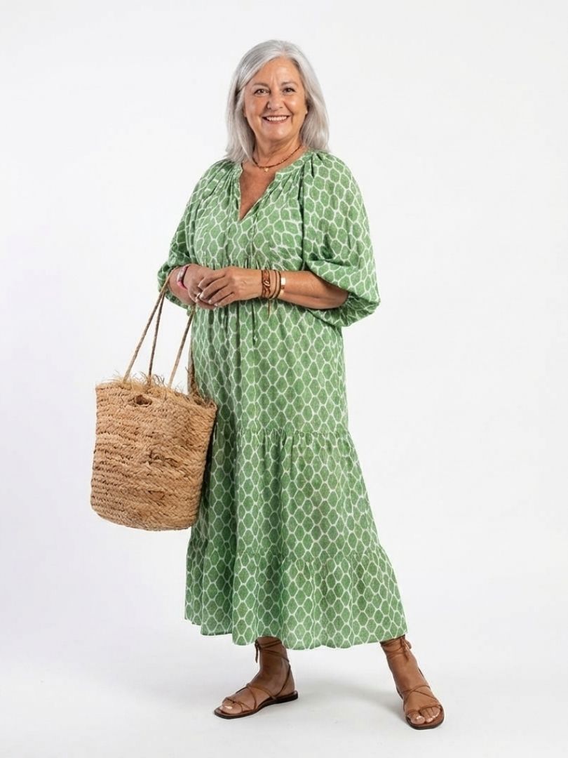 Tamika – Green Boho Maxi Dress