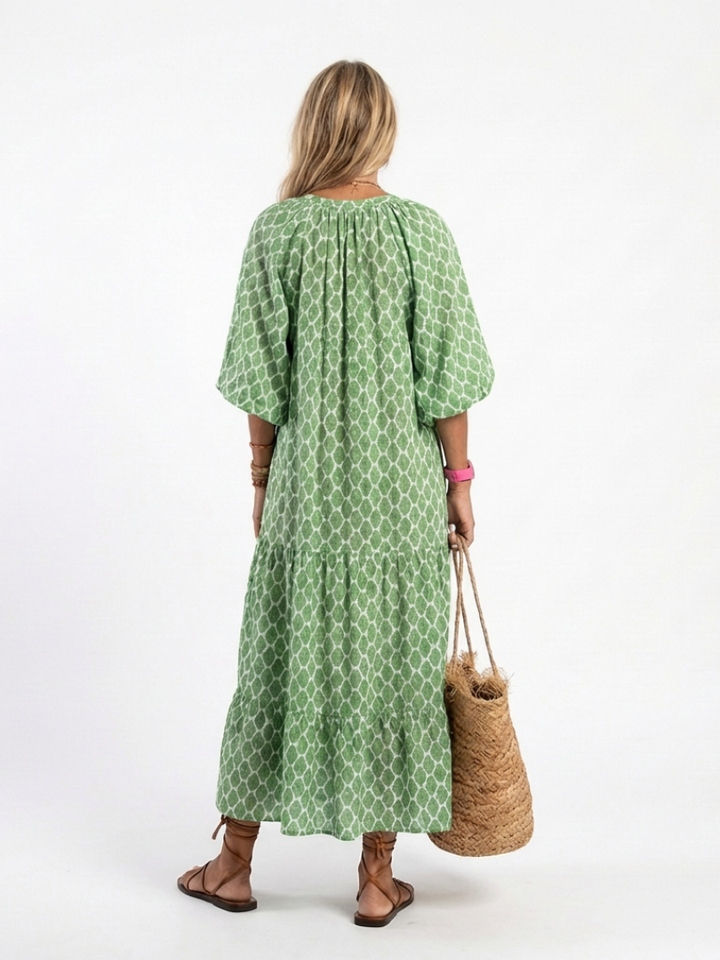 Tamika – Green Boho Maxi Dress
