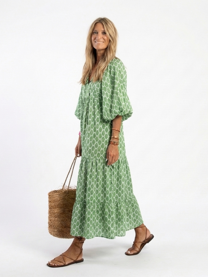 Tamika – Green Boho Maxi Dress