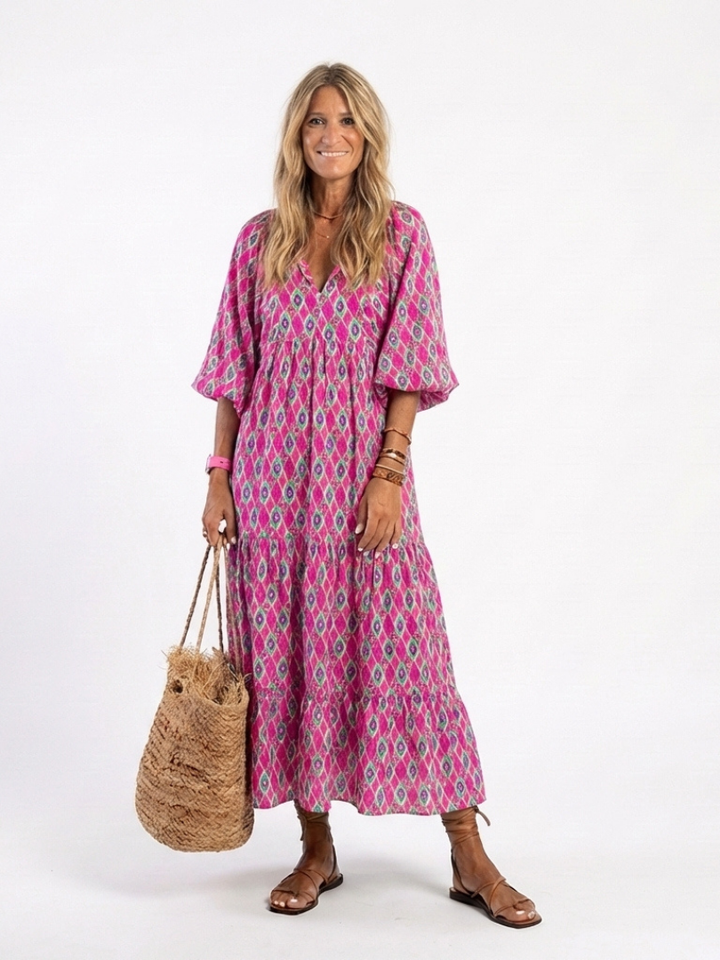 Tamika – Green Boho Maxi Dress