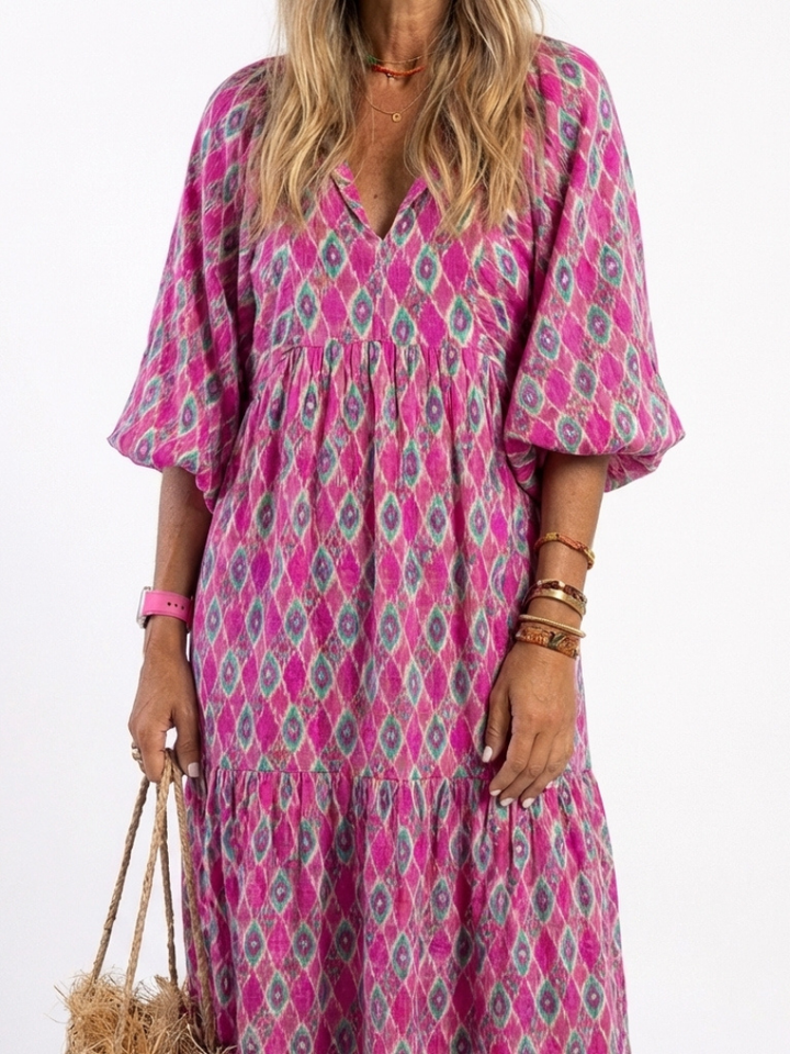 Tamika – Green Boho Maxi Dress