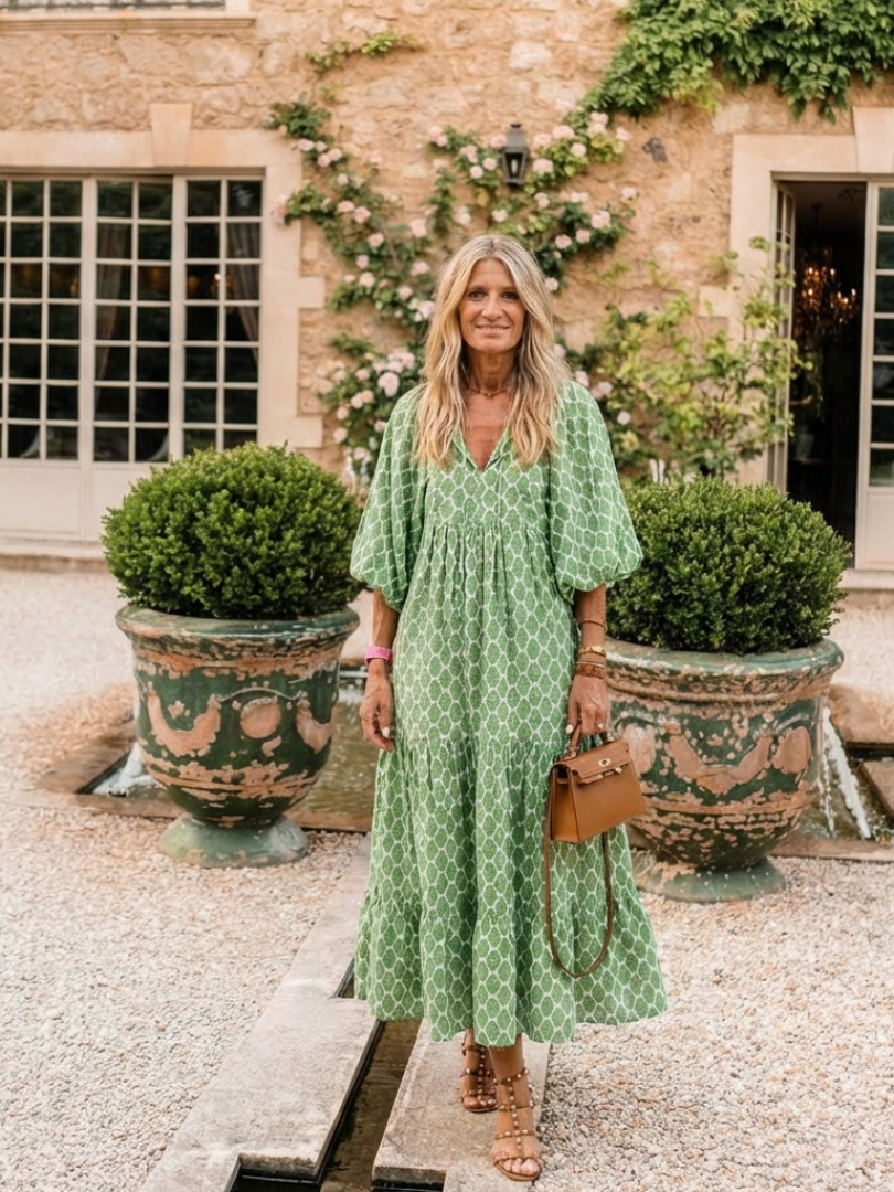 Tamika – Green Boho Maxi Dress
