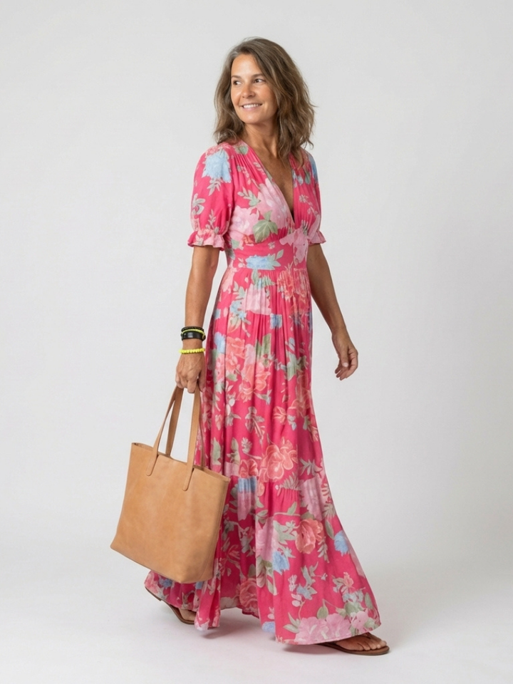 Ione | Flattering V-Neck Midi Dress