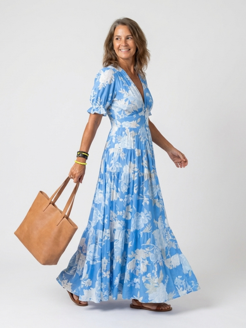 Ione | Flattering V-Neck Midi Dress