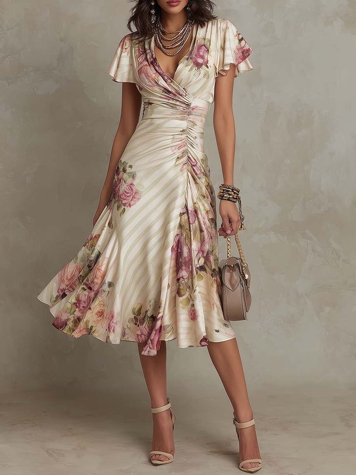 Adriana | Elegant Floral Midi Dress